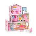 Wooden Dollhouse with Furniture, Doll House Playset for Kids by DailySale