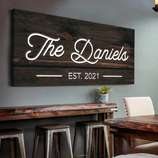 Wooden Family Name Sign by Tailored Canvases