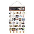 Wooden Hanging Picture Frame Display String Ropes with 30 Clips Writable Blackboard by DailySale