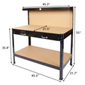 Work Benches for Garage Shop Work Station Tools Table with Peg Board and Drawers by DailySale