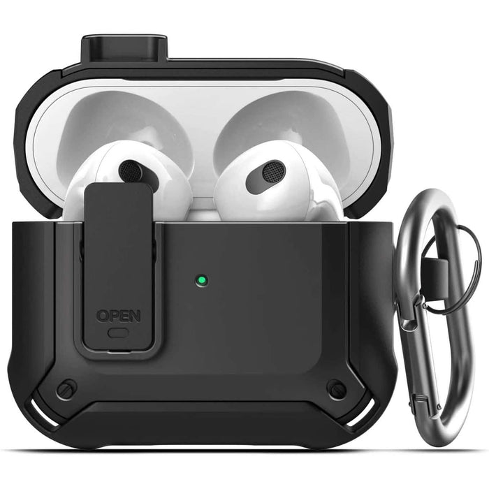 X-Armor for Airpods 3rd Generation Case with Locking Lid | Protective Carrying Pod with Carabiner Keychain (Airpods Gen 3) by DailySale