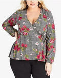 City Chic Trendy Plus Size Floral-Print Wrap Blouse, Size Small-16 by Vanessa Jane