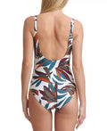 DKNY Womens Swim Ring-Detail Printed Classic One-Piece by Vanessa Jane