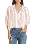 Joie Womens White Tie Gathered Striped 3/4 Sleeve V Neck Top, XS by Vanessa Jane