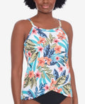 Swim Solutions Printed High-Neck Overlap-Hem Tankini Top by Vanessa Jane