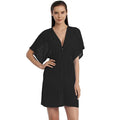 Jordan Taylor Women’s Elastic Empire Waist Tunic Swim Cover Up, Black, Large by Vanessa Jane