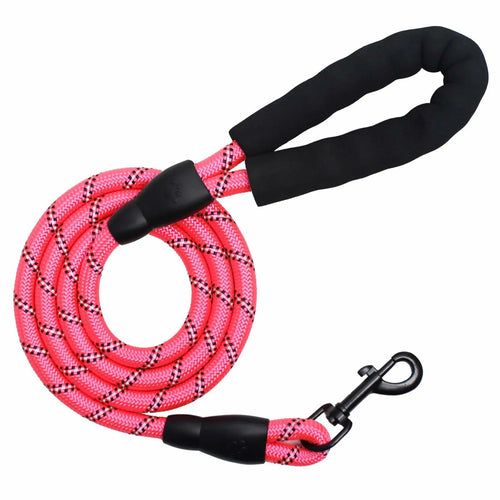 YALAVA Dog Leash 5FT Heavy Duty Reflective Nylon Rope Pink Padded Handle - Leashes & Head Collars