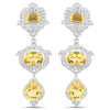 Yellow Citrine Bezel Sterling Silver Drop Dangle Earrings