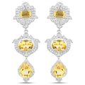 Yellow Citrine Bezel Sterling Silver Drop Dangle Earrings by Fine Color Jewels
