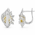 Yellow Natural Citrine Silver Floral Earrings by Fine Color Jewels