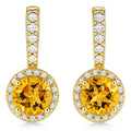Yellow Natural Citrine Sterling Silver Earrings by Fine Color Jewels