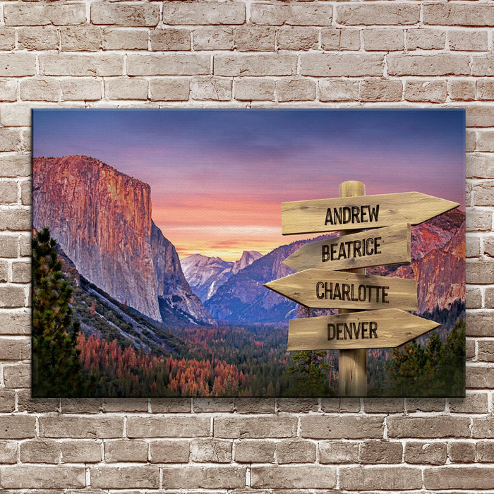 Yosemite Sunset Family Names Sign by Tailored Canvases