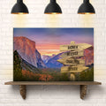 Yosemite Sunset Family Names Sign by Tailored Canvases