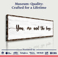 You, Me, And The Boys Family Sign by Tailored Canvases