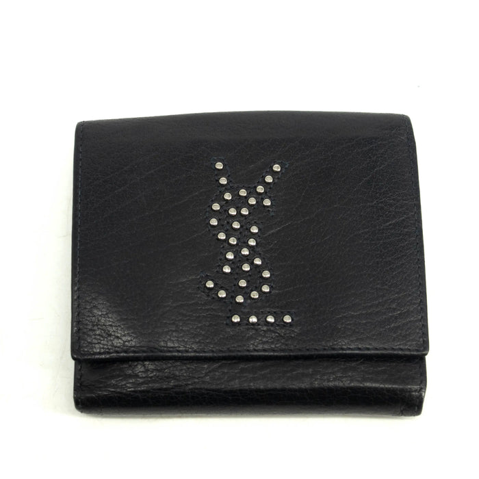 Yves Saint Laurent Black Rive Gauche Leather Compact Wallet #3963 by Bolt Boutique