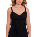Swim Solutions Womens V-Neck Tier Tankini Top, Size 8 by Vanessa Jane