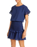 Aqua Striped Smocked Mini Dress, Size Large by Vanessa Jane