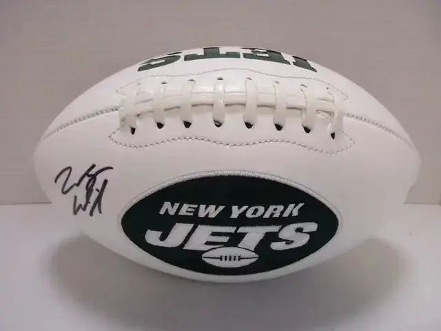 Zach Wilson Jets Signed Logo Football (PAAS COA) by Price Is Right Miami