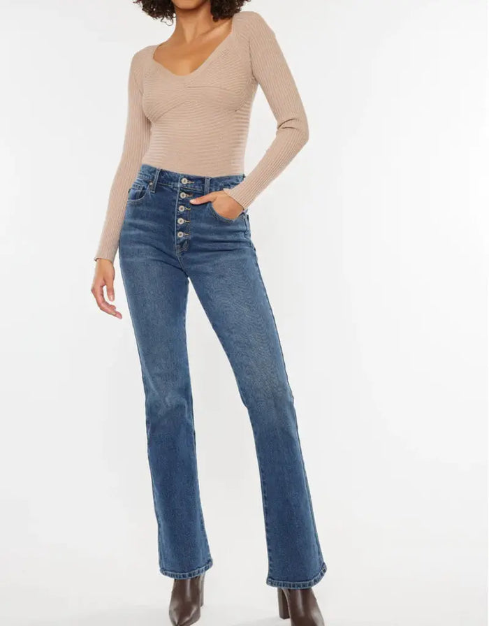Zina High Rise Vintage Bootcut Jeans - Dark by Boutique 23