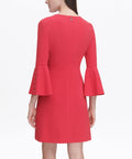 Tommy Hilfiger Raspberry Button-Accent Bell-Sleeve Sheath Dress , Size 10 by Vanessa Jane