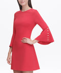 Tommy Hilfiger Raspberry Button-Accent Bell-Sleeve Sheath Dress , Size 10 by Vanessa Jane