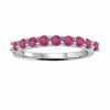 0.9 Ct Round Red Ruby Prong Silver Half Eternity Band Ring