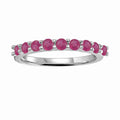 0.9 Ct Round Red Ruby Prong Silver Half Eternity Band Ring by Fine Color Jewels