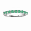 0.8 Ct Round Green Emerald Prong Silver Half Eternity Band Ring