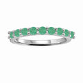 0.8 Ct Round Green Emerald Prong Silver Half Eternity Band Ring by Fine Color Jewels