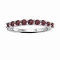 0.90 Ct Round Red Garnet Prong Silver Half Eternity Ring by Fine Color Jewels