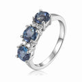 Three Stone London Blue Topaz Ring by Fine Color Jewels