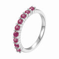 0.9 Ct Round Red Ruby Prong Silver Half Eternity Band Ring by Fine Color Jewels