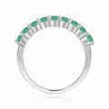 0.8 Ct Round Green Emerald Prong Silver Half Eternity Band Ring by Fine Color Jewels