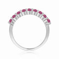0.9 Ct Round Red Ruby Prong Silver Half Eternity Band Ring by Fine Color Jewels
