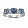 Three Stone London Blue Topaz Ring by Fine Color Jewels