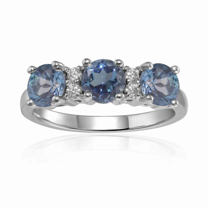 Three Stone London Blue Topaz Ring by Fine Color Jewels
