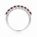 0.90 Ct Round Red Garnet Prong Silver Half Eternity Ring by Fine Color Jewels