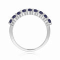 0.9 Ct Round Blue Sapphire Prong Silver Half Eternity Ring by Fine Color Jewels