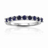 0.9 Ct Round Blue Sapphire Prong Silver Half Eternity Ring